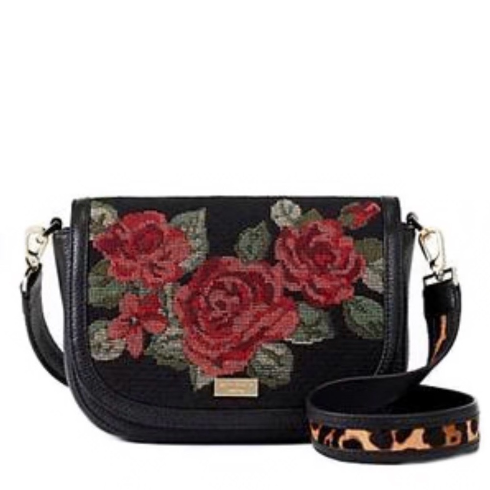 Kate Spade Seeley Lane Rae Rose Needlepoint Leopard Crossbody